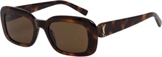 Saint Laurent Rechthoekige Zonnebril - Dames - Zonnebrillen - Bruin - 53 MM - Nylon - Accessoires