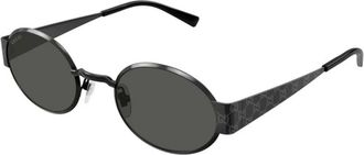 Gucci Ovale Zonnebril - Heren - Zonnebrillen - Grijs - 51 MM - Nylon - Accessoires