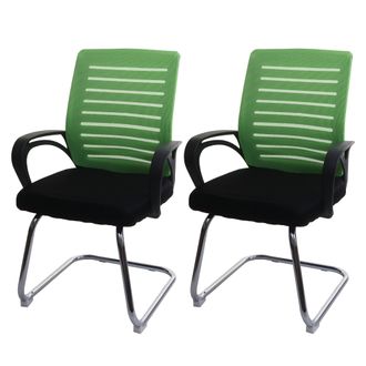 Hhg Lote De 2 Sillones De Conferencia Hhg 531, Silla De Visita Basculante, 150 Kg De Capacidad De Carga Tela/textil, Verde