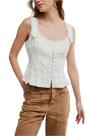 Free People Bridgette Corset Peplum Top in Clean Ivory at Nordstrom, Size X-Small