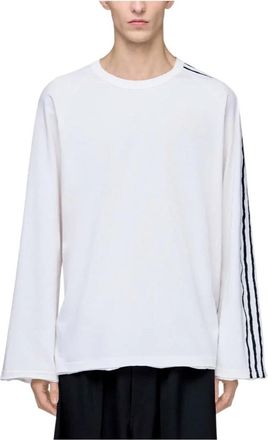 adidas Y-3 Raw Edge 3 Stripes Long Sleeve T-Shirt - Dames - Sportshirts - Wit - L - Katoen - Fitness