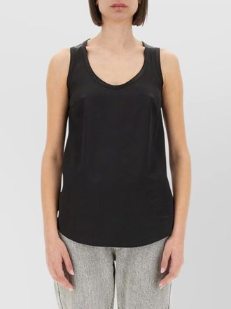 Brunello Cucinelli round shoulder silk tank top