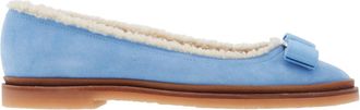 Ferragamo Varina Shearling-Lined Suede Ballet Flats, Size 7 C