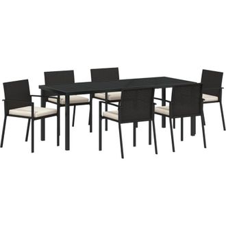 vidaXL Conjunto De Comedor De Jard&iacute;n 7 Pcs Negro Vidaxl