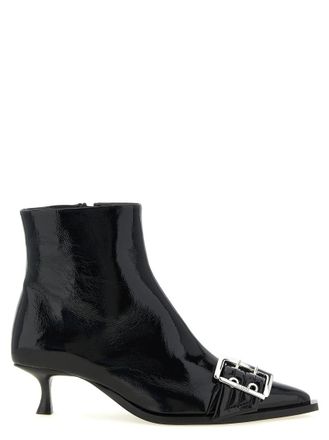 Ganni Black Solid Buckle Boots