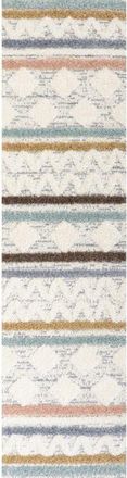 Jonathan Y Designs Faiza Moroccan Striped Geometric High-Low Area Rug in Multi/cream at Nordstrom, Size 2Ft 0In X 8Ft 0In