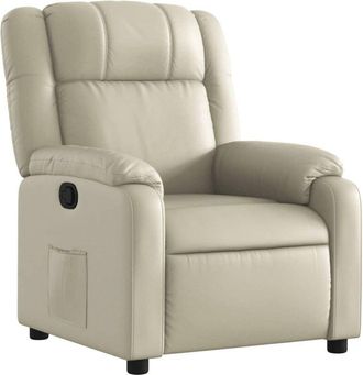 vidaXL Sillón reclinable de cuero sintético crema Vidaxl