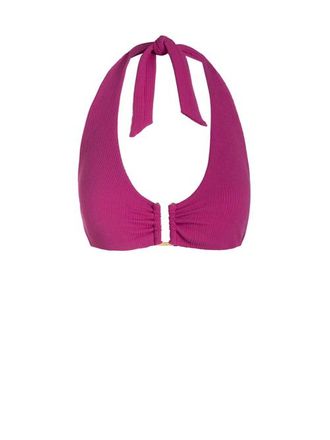 Change of Scenery Shana U-Bar Halter Bikini Top in Plum Texture at Nordstrom, Size X-Small