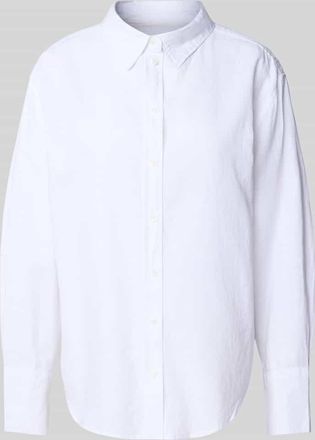 Gina Tricot Regular Fit Leinenhemdbluse mit durchgehender Knopfleiste in Weiss, Größe L