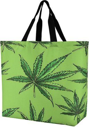 Generic Weeds Pattern Tote Bag Reusable Grocery Shopping Bags Large Travel One Shoulder Handbag for Picnic Work
