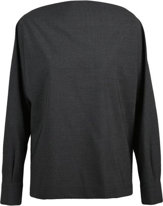 P.A.R.O.S.H. Grey Boat Neck Wool-Blend Blouse
