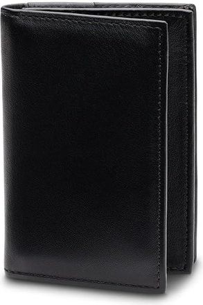 Bosca Nappa Vitello Collection - Gusseted Card Case Mens Wallet Black Leather, Leather/Nappa