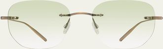 Barton Perreira Mens Tyrone Titanium Rimless Square Sunglasses