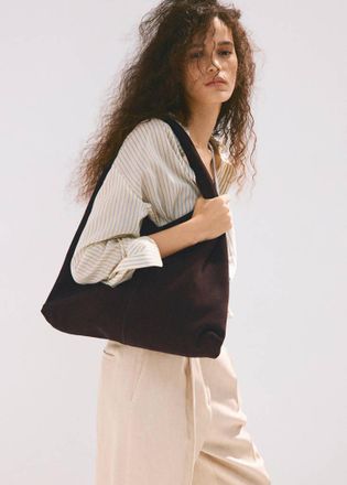 Mango Borsa shopper crosta di cuoio cioccolato - Donna - Taglia unica - MANGO