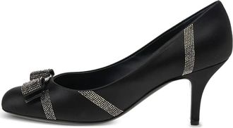 Ferragamo 80mm Vara Bow crystal-embellished pumps - Black