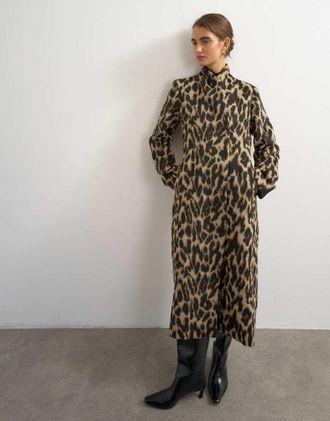 Topshop cappotto formale lungo con stampa animalier-Multicolore