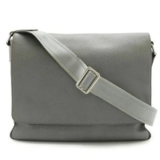 Louis Vuitton Pre-owned Cross Body Bags, male, Gray, Size: ONE SIZE Pre-owned Roman MM Taiga Shoulder Bag