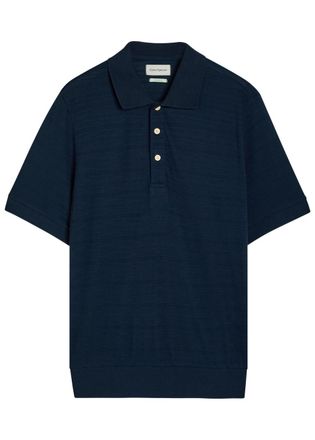 Oliver Spencer Glendale Fine-knit Polo Shirt - Navy - XL