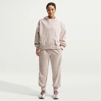 Nike Womens One Therma-FIT Mid-Rise Fleece Jogger Pants in Black | IO1050-010