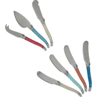 French Home 7-Piece Laguiole Cheese Knives Set in Coral And Turquoise And Ivory at Nordstrom Rack