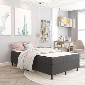 vidaXL Cama Box Spring Tela Gris Oscuro 120x200 Cm Vidaxl