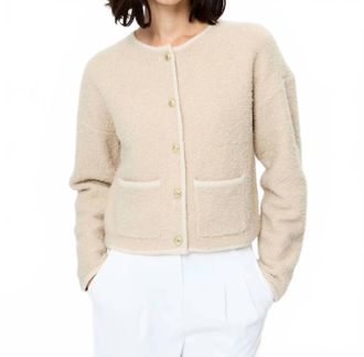 French Connection Effie Boucle Knit Cardigan In Oatmeal Melange