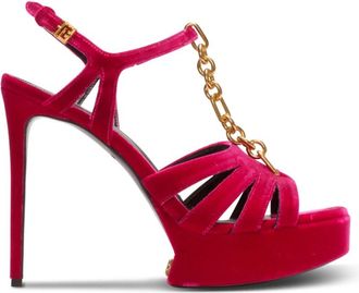 Balmain Sync Platform Sandalen - Dames - Sandalen met hakken - Roze - 39 EU - Leer - Schoenen
