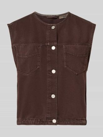 Marc O'Polo Denim Relaxed Fit Weste aus Baumwoll-Lyocell-Mix in Dunkelbraun, Gr&ouml;&szlig;e XL