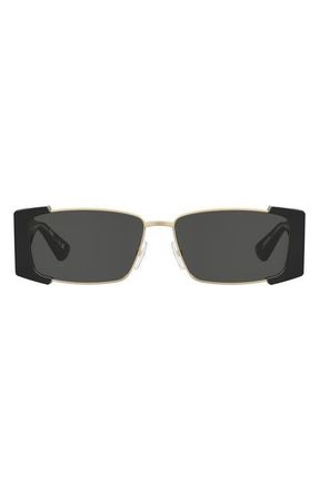 Moschino 57mm Rectangular Sunglasses in Black Gold/Grey at Nordstrom