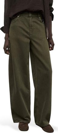 Mango Low Rise Barrel Leg Jeans in Khaki Green at Nordstrom Rack, Size 8