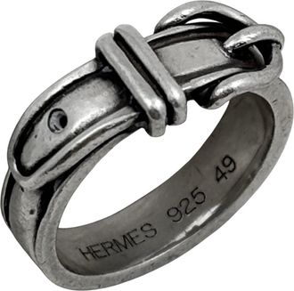Herm&egrave;s Silver Silver 925 Band Ring (Pre-Owned)