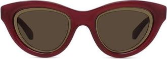 Loewe Anagram 53mm Cat Eye Sunglasses in Shiny Red /Brown at Nordstrom
