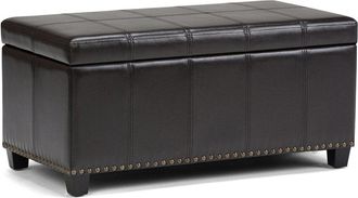Simpli Home Amelia 33In Transitional Rectangle Storage Ottoman Bench