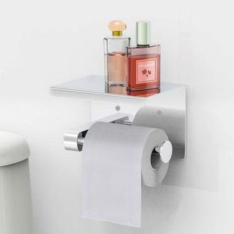 OEM Portarrollos De Papel Higi&eacute;nico, Soporte Para Rollo Sin Taladrar, Dispensador De Papel Higi&eacute;nico Con Estante, Acero Inoxidable Sus 304, Autoadhesivo Y