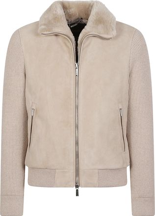 Moorer Campiglio-URM Plush-Collared Wool-Cashmere Bomber Jacket
