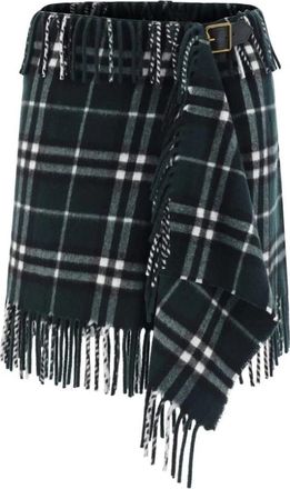 Burberry Mini wollen rok met ruitpatroon - Dames - Korte rokken - Groen - M - Wol - Rokken