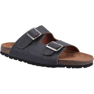 Hush Puppies Nash Slider Leather Mens Black Sandals - Size UK 10