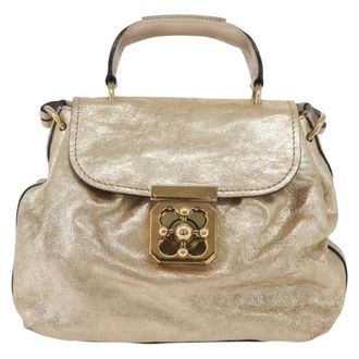 Chlo&eacute; Elsie Convertible Satchel Leather Gold Leather Handbag (Pre-Owned)