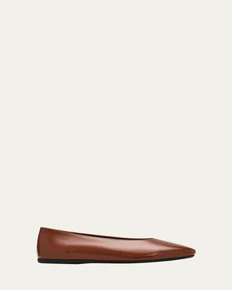 Prada Brushed Leather Ballerina Flats