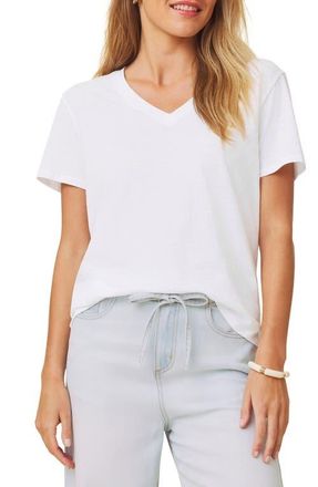 Splendid Louisa Boyfriend Fit V-Neck Cotton T-Shirt in White at Nordstrom, Size X-Small
