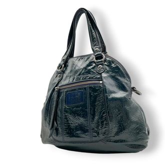 Coach Navy Patent Leather Handbag Tote Bag (Pre-Owned)
