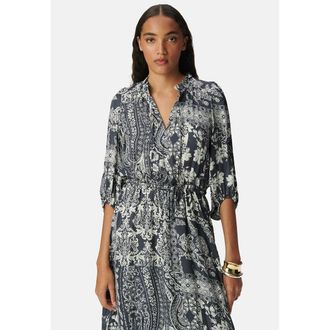 Ikks Uitlopende midi-jurk met print, elleboogmouwen