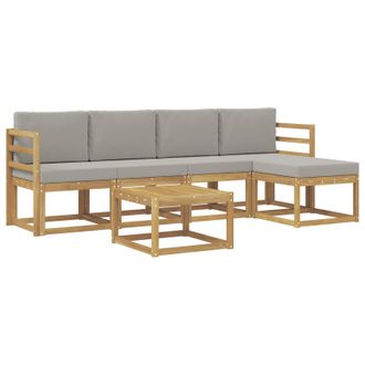 vidaXL Conjunto De Sof&aacute;s De Exterior 6 Pcs Blanco Y Gris Claro Vidaxl
