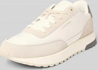 Calvin Klein Low Top Sneaker aus echtem Leder in Ecru, Gr&ouml;&szlig;e 45