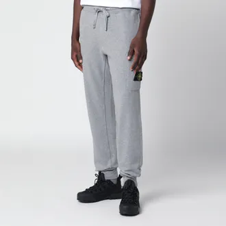 Stone Island Pantalone jogger grigio m&eacute;lange in cotone biologico
