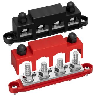 OEM Sbarra Collettiva Da 12v 250a Per Applicazioni Marine, Con 4 Terminali M10 (3/8) E 3 Viti N. 8 (positivo/negativo), Compatibile Con Sistemi Automobili