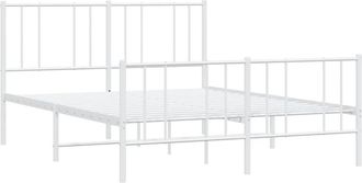 vidaXL Estructura Cama Sin Colch&oacute;n Con Estribo Metal Blanco 140x200 Cm Vidaxl
