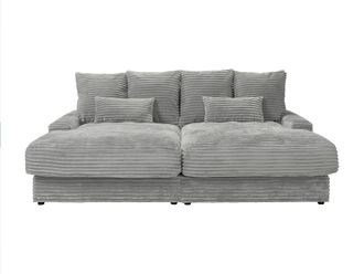 VENTE-UNIQUE.COM Sof&aacute; fijo terciopelo 3 plazas gris 232x170cm