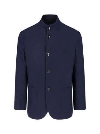 Giorgio Armani Blue Virgin Wool Single-Breasted Blazer