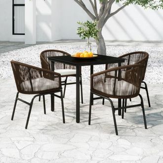 vidaXL Juego De Comedor De Jard&iacute;n 5 Piezas Con Cojines Marr&oacute;n Vidaxl